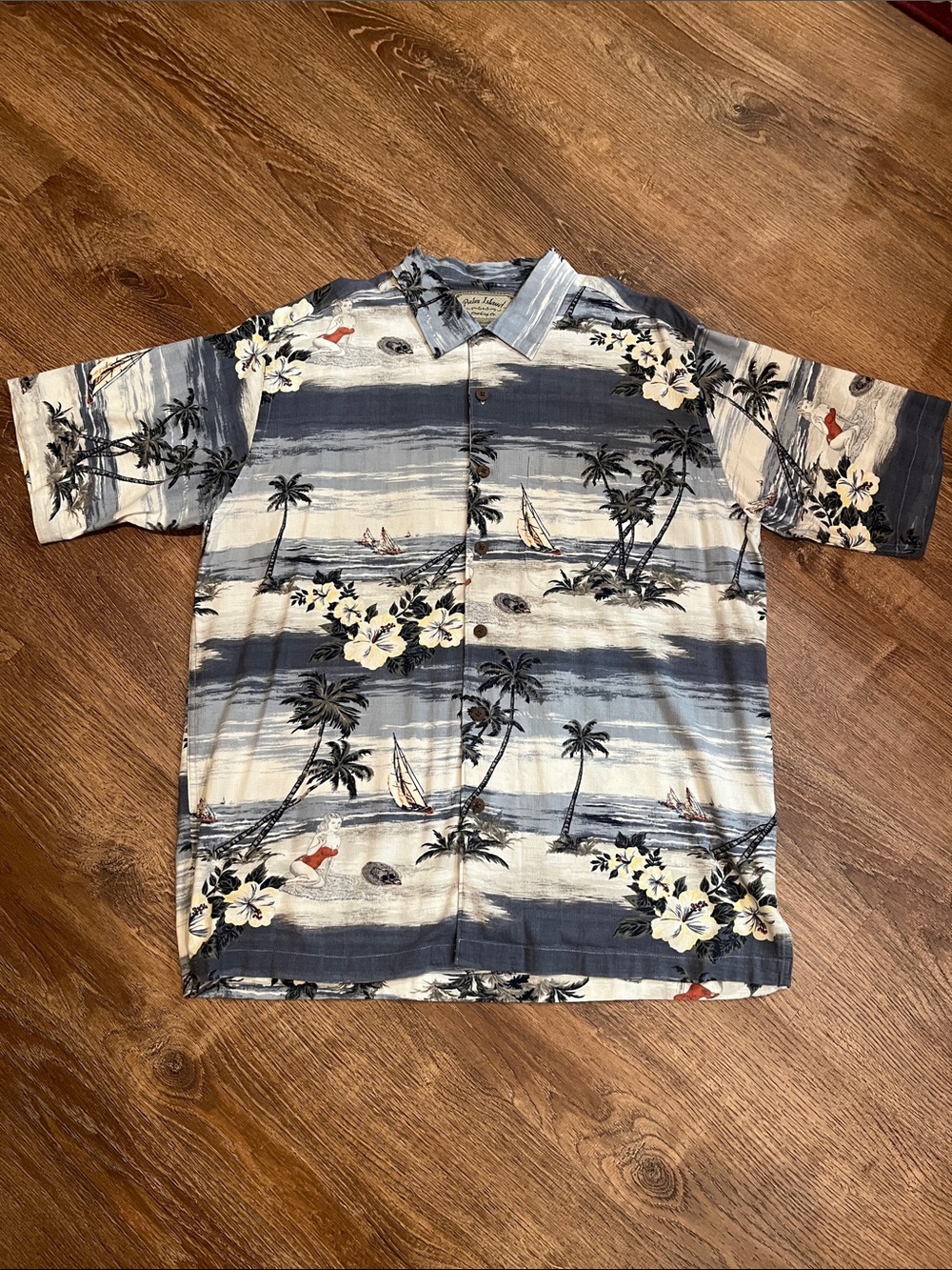MEN LARGE SHIRT Hawaiian/Palm Island 1117